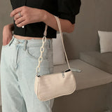 Women's PU Leather Underarm Bag Zipper Handbag Small Square Bag