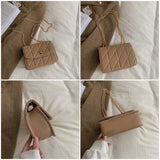 Women's Small Shoulder Bag with Chain Strap PU Leather Crossbody Brown