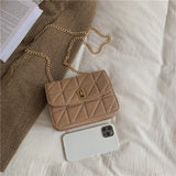 Women's Small Shoulder Bag with Chain Strap PU Leather Crossbody Brown