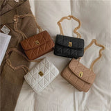 Women's Small Shoulder Bag with Chain Strap PU Leather Crossbody Brown
