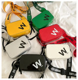 Patent Leather Shoulder Bag Wide Strap Double Zippers Small Square Bag