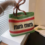 Bohemia Handbags Women Hand-weave Tote Bag Letter Print