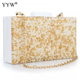 Yellow Sequined Acrylic Evening Bag Women Handbag