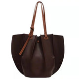 Women Pleated Leather Shoulder Bag Large Capacity Tote Bolsa Tote Bag