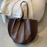 Women Pleated Leather Shoulder Bag Large Capacity Tote Bolsa Tote Bag
