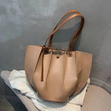 Women Pleated Leather Shoulder Bag Large Capacity Tote Bolsa Tote Bag
