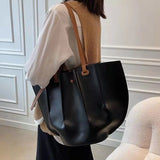 Women Pleated Leather Shoulder Bag Large Capacity Tote Bolsa Tote Bag