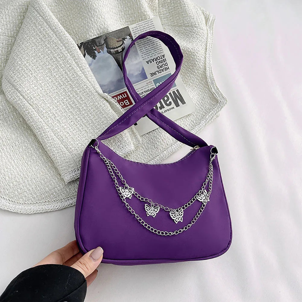 Vintage Butterfly Chain Messenger Bag Casual Crossbody Handbag