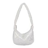 Pink Puffy Quilted Shoulder Bag for Women Winter