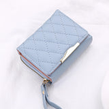 Trifold Short Wallet with Wrist Strap and PU Leather for Lady