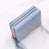 Trifold Short Wallet with Wrist Strap and PU Leather for Lady
