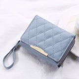 Trifold Short Wallet with Wrist Strap and PU Leather for Lady