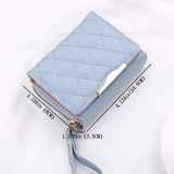 Trifold Short Wallet with Wrist Strap and PU Leather for Lady