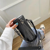 Vintage Fringe Bucket Bag Punk Chain Women's Shoulder Crossbody Bag
