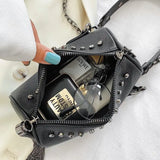 Vintage Fringe Bucket Bag Punk Chain Women's Shoulder Crossbody Bag
