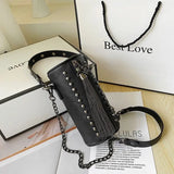Vintage Fringe Bucket Bag Punk Chain Women's Shoulder Crossbody Bag