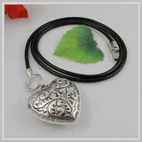 Big Silver Heart Leather Necklace Charming Girl Gift