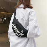 Unisex Letter Fanny Packs Hip Hop Nylon Crossbody Bag Sports Waist Bag