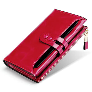 Upscale Leather Ladies Wallet Long RFID Clutch Multi-Card Slots