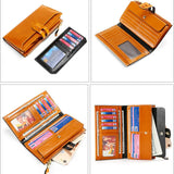 Upscale Leather Ladies Wallet Long RFID Clutch Multi-Card Slots
