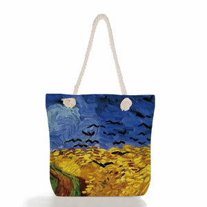 Van Gogh Oil Painting Print Beach Tote Handbag