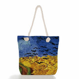 Van Gogh Oil Painting Print Beach Tote Handbag