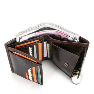 Vertical Three-fold Leather Men's Wallet Multi-functional