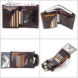 Vertical Three-fold Leather Men's Wallet Multi-functional