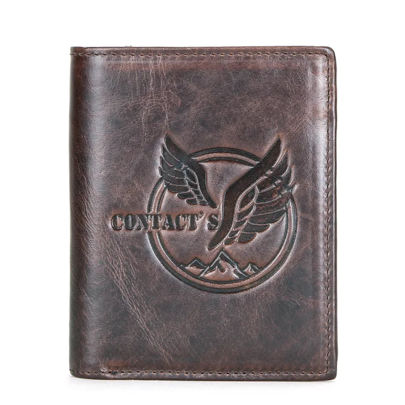 Vertical Three-fold Leather Men's Wallet Multi-functional