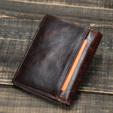 Vertical Three-fold Leather Men's Wallet Multi-functional