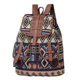 Vintage Bohemian Print Canvas Backpack for Women School Travel Rucksack