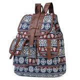 Vintage Bohemian Print Canvas Backpack for Women School Travel Rucksack