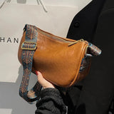 Bohemian Wide Strap PU Leather Tote Women's Handbag