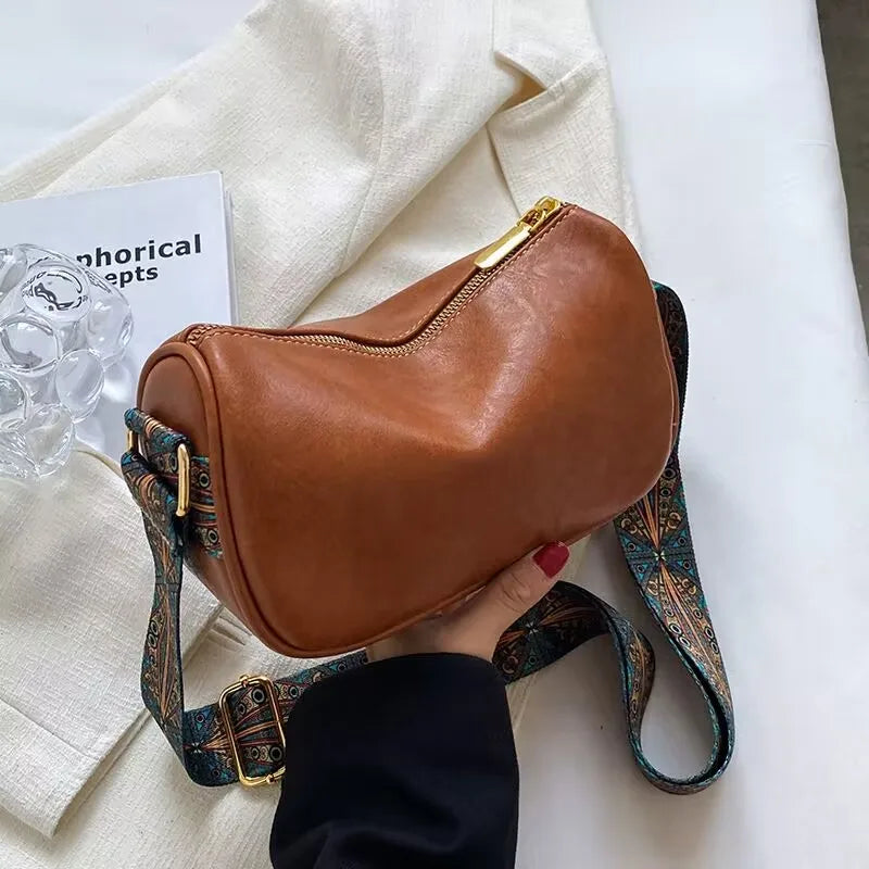 Bohemian Wide Strap PU Leather Tote Women's Handbag