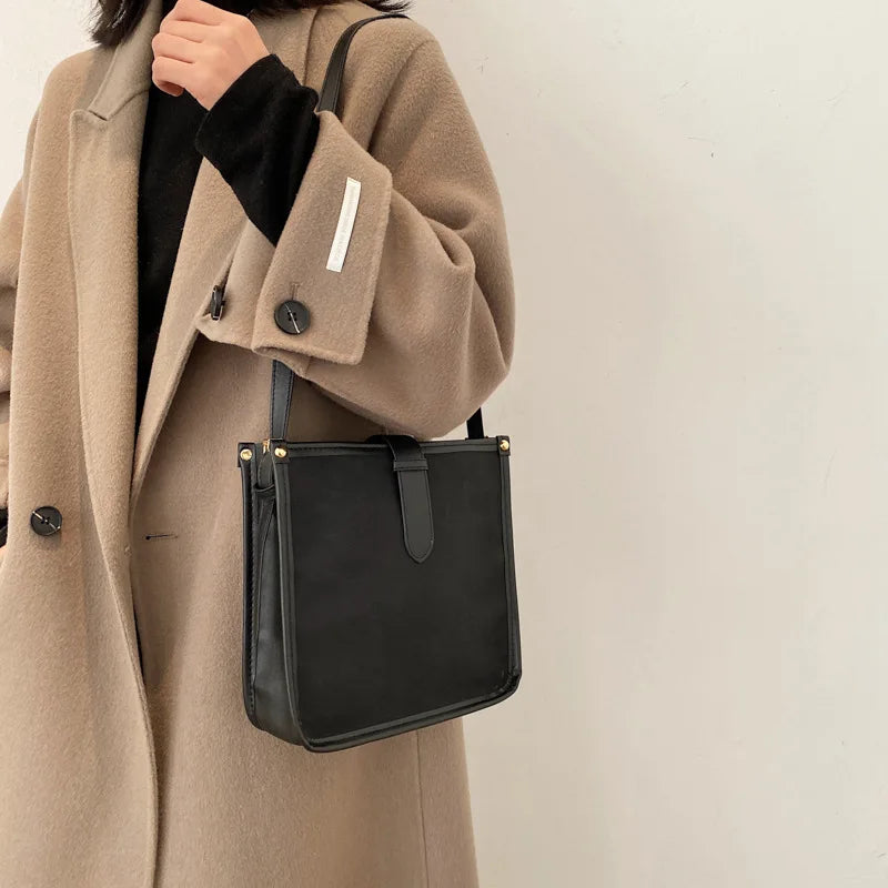 Vintage Bucket Bag Large Capacity Shoulder Work Messenger Bag