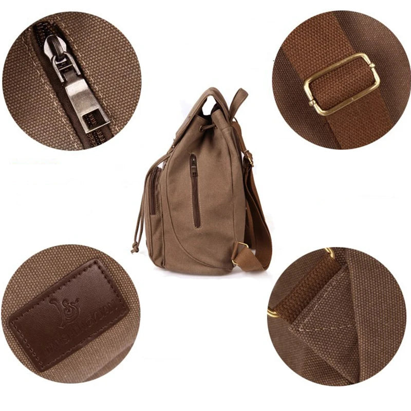 Canvas Drawstring Backpack Large Capacity Fitness Sports Bag