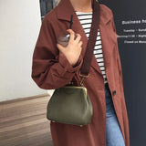 Vintage Shell Lock Bags PU Leather Wide Straps Bag Tote Women's Handbags Purses