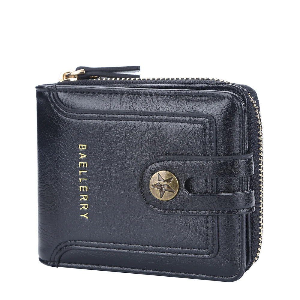 Vintage Men's Wallet Short Purse Zip Clutch