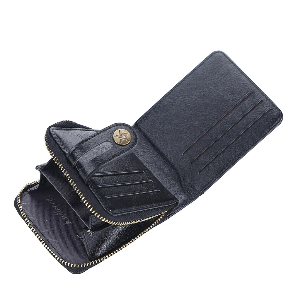 Vintage Men's Wallet Short Purse Zip Clutch