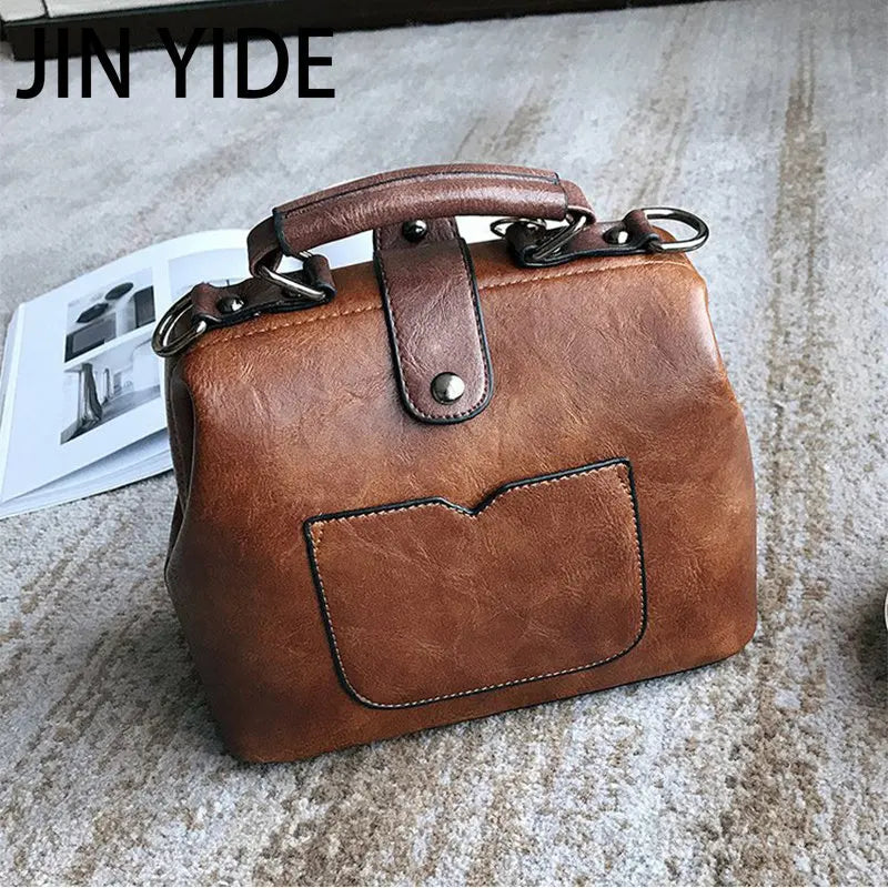 Vintage Small Leather Crossbody Bag for Women Shoulder Handbag