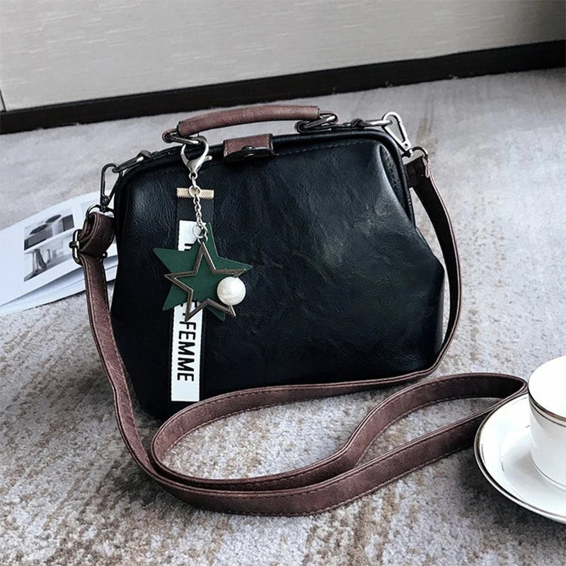 Vintage Small Leather Crossbody Bag for Women Shoulder Handbag