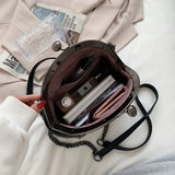 Vintage Shell Lock Bag Women Shoulder Crossbody Bags PU Leather Tote