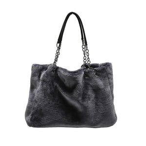 Vintage Plush Shoulder Bag Causal Women Totes Big Capacity Fur Lady Bag