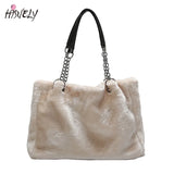 Vintage Plush Shoulder Bag Causal Women Totes Big Capacity Fur Lady Bag