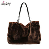 Vintage Plush Shoulder Bag Causal Women Totes Big Capacity Fur Lady Bag