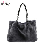 Vintage Plush Shoulder Bag Causal Women Totes Big Capacity Fur Lady Bag