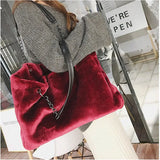 Vintage Plush Shoulder Bag Causal Women Totes Big Capacity Fur Lady Bag