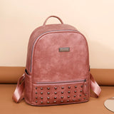 Vintage Women Backpack Large Capacity Student School Bag Cowhide