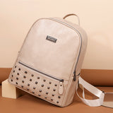 Vintage Women Backpack Large Capacity Student School Bag Cowhide