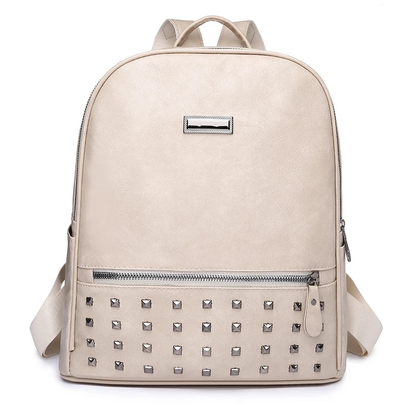 Vintage Women Backpack Large Capacity School Bag Cowhide Female Satchels